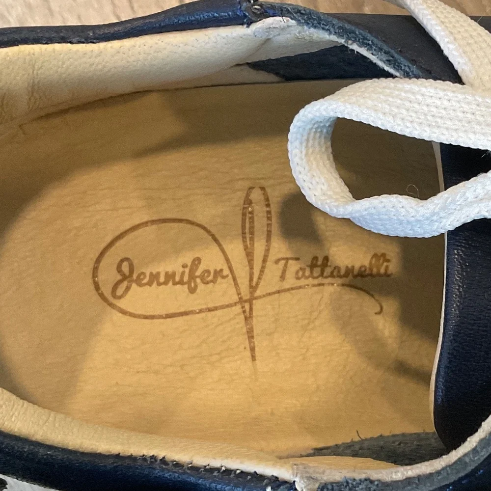 JENNIFER TATTANELLI Blue Leather Athletic Shoes Bow Size EU 36 US 5.5